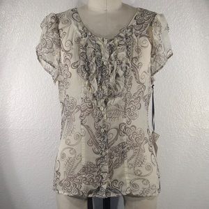 4 Love & Liberty by Johnny Was Donatella Ruffle Button Up M NWT